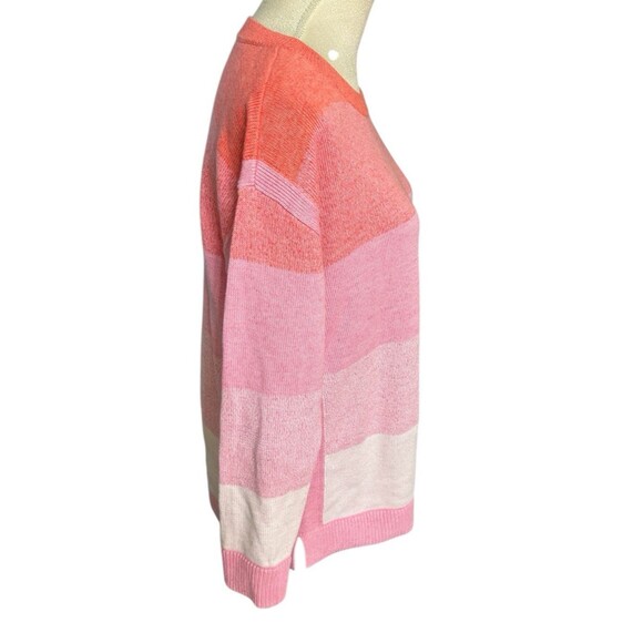 T by Talbots Womens Striped Ombre Cotton Pink Coral Pullover Sweater Sz LP - Picture 5 of 8
